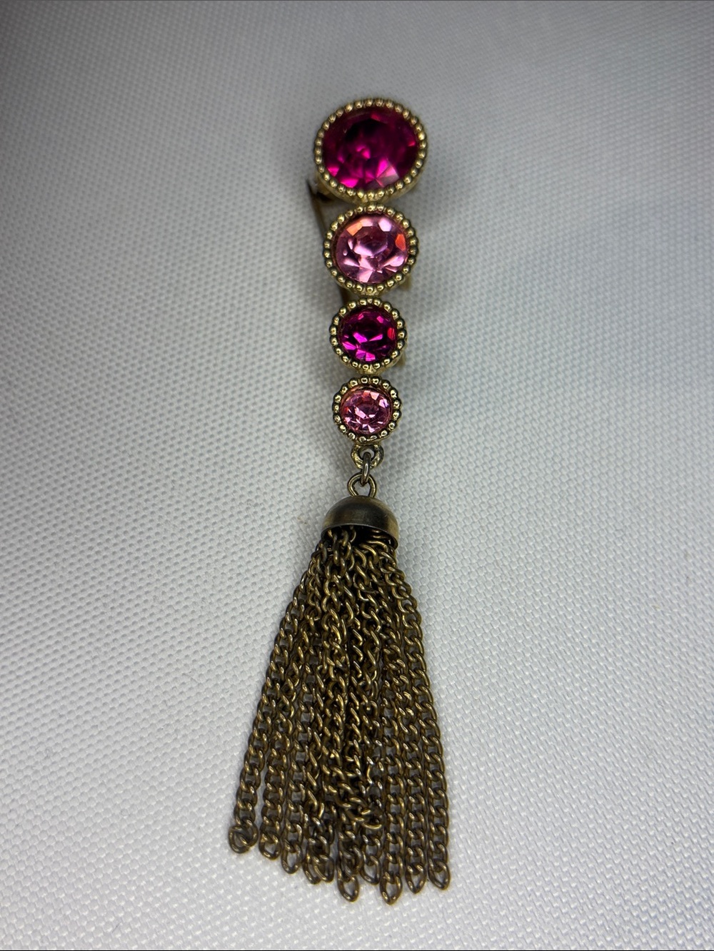 Sarah Cov. Canada gold pink tassel brooch